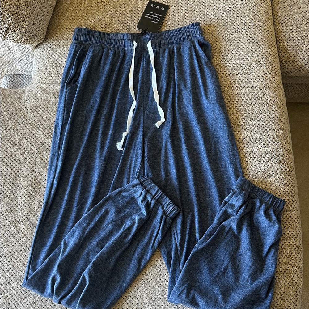 Blue Lounge Pants with Drawstring